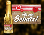 Für min Schatz! Der exklusive Sekt mit Blattgold. <span>Ein einzigartiges weinhaltiges Prosecco Getränk mit einer leichten Pfirsich-Note. </span>Der Goldsekt wird in Österreich produziert, komponiert aus den beiden Weinen Grü