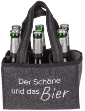 Der schöne und das Bier. Eine echte Männer Handtasche für Bier. Es ist ein Sixpack Bierträger für Flaschen oder Dosen. Mann kann 6 Bierflaschen oder 6 Bierdosen in die Filztasche stellen. Optimal zum Tragen. Ein cooles Geschenk für alle Bierliebhaber. Bie