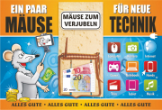 Geldgeschenk Mausefalle "Notfall Mäuse" Karte Glückwunsch Gutschein
