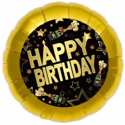 Happy Birthday, ein Geburtstagsballon. Dieser Folienballon kann mit Helium / Ballongas gefüllt werden. Den Ballon können sie aber auch mit Luft aufblasen. Dazu einfach ein Strohhalm nehmen, in die Öffnung einfahren und aufpusten. Als Geschenk oder zur Dek
