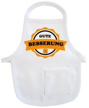 Gute Besserung. Für ein Mitbringsel in den Spital, Krankenhaus oder bei Krankheit. Kleine Schürze aus Baumwolle. Zum Umhängen an Flaschen oder Geschenke. Ideal für Geburtstag oder Jubiläum.
