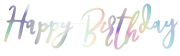 Irisierender Regenbogen Schriftzug Buchstaben Girlande zum Geburtstag. Aufschrift: HAPPY BIRTHDAY. Mit dieser bunten Banner Girlande kann jede Geburtstagparty elegant geschmückt werden. Eine Dekoration, die einfach an einer kleinen Wand oder an eine Tür g