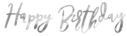 Silber Schrifzug Buchstaben Girlande zum Geburtstag. Mit dieser silber Banner Girlande kann jede Geburtstagparty elegant geschmückt werden. Eine Dekoration, die einfach an einer kleinen Wand oder an eine Tür gehängt werden kann. Höhe: 16,5 cm, Länge: 62 c