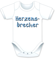 Kurzarm Babybody mit dem Spruch: Herzensbrecher. Die grosse Show der herzigen Babybodies. Die Strampler mit den lustigen Sprüchen. Das finden nicht nur die Kleinkinder lustig, sondern vor allem auch die Erwachsenen haben an diesem Geschenk viel Freude. Mi