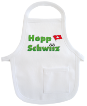 Hopp Schwiiz. Schweiz. Kleine Schürze aus Baumwolle. Zum Umhängen an Flaschen oder Geschenke. Ideal für Geburtstag oder Jubiläum.