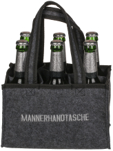 Männerhandtasche. Eine echte Männer Handtasche für Bier. Alles klar für den Feierabend. Es ist ein Sixpack Bierträger für Flaschen oder Dosen. Mann kann 6 Bierflaschen oder 6 Bierdosen in die Filztasche stellen. Optimal zum Tragen. Ein cooles Geschenk für