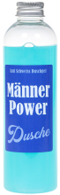 Männerpower Dusche. Damit kann sich der Mann unter der Dusche einseifen. Die Shampoo Flasche ist meinem lustigen Spruch bedruckt. Ideal als witziges Geschenk für Männer zum Geburtstag oder als Weihnachtsgeschenk. Aroma Duschgel in einer Flasche. Inhalt: 2