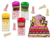 Die lustigen Penis Bonbons sind ein erotischer Scherzartikel. Auch deshalb, weil er besonders süss schmeckt! Lutsche an den leckeren Bonbons und freue dich über die verschiedenen Geschmacksrichtungen. Erbeere, Banane, Kirsche und Mint. Eine Süssigkeit wie