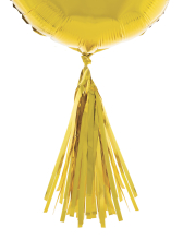 Die goldenen Tassel können an Heliumballone gehängt werden. Eine schöne Ballondekoration für Folienballone. Dekorieren sie ihren Ballon mit diesen Pompons Büschel.  Material: metallic Folien Inhalt: 5 Stück