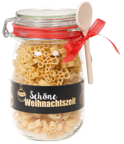 Eine Portion Weihnachtszeit im Vorratsglas. Die besondere Engel Pasta im Weck Bügelglas. Die Nudeln eignen sich als besondere Stärkung für die Adventszeit und für Weihnachten. Ein tolles Geschenk zu Weihnachten oder als Mitbringsel. Und schauen Sie die Fo