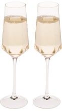 Das schöne Sektglas in Form von einem Diamant. Das Proseccoglas ist aus Glas und eignet sich ideal für kreative Geschenke oder ein Hochzeitsgeschenk. Dies ist ein Set mit 2 Prosecco Gläser. Verpackt in einem Karton.  ​ Füllmenge pro Sekt Glas: ca. 250 ml 