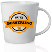 Gute Besserung. Manchmal braucht es eine Aufmunterung, wenn es einem nicht so gut geht. Lustige Tasse mit Spruch. Eine Geschenkidee zum Mitbringen ins Spital / Krankenhaus. Ideal auch als Geschenk gefüllt mit Schokolade. Aus Keramik, Höhe 10 cm.