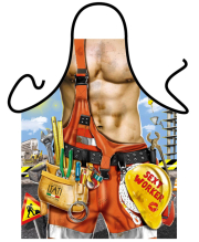 Sexy Worker. Auf der Baustelle gehts heiss zu und her. Nackter Bauarbeiter. Die lustige und sexy Kochschürze / Grillschürze. Ein Geschenk zum Geburtstag, zur Hochzeit (Braut und Bräutigam), Polterabend oder einfach als witziger Gag für